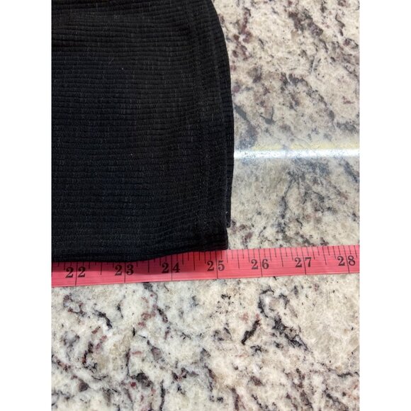 Womens Henley Top Large Black Bell Sleeve Crochet Cuffs Button Ribbed Knit Goth - Picture 7 of 8